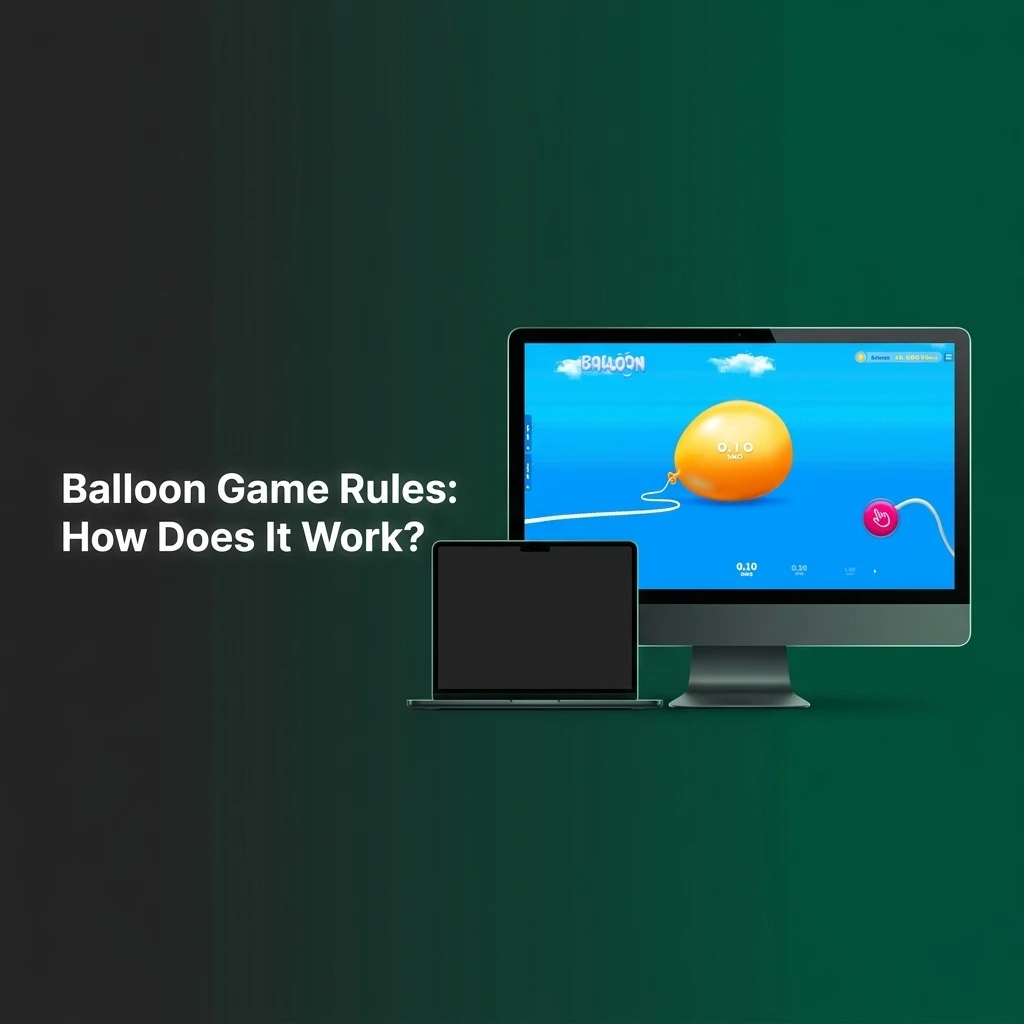 Balloon multiplier game showing inflating balloon with growing multiplier, bet controls, and cash out button on screen