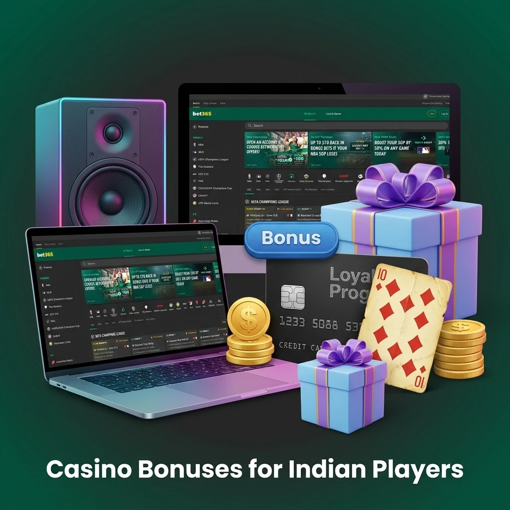 Casino bonuses for Indian players including welcome offers, slots promotions, live casino cashback, and instant win game credits