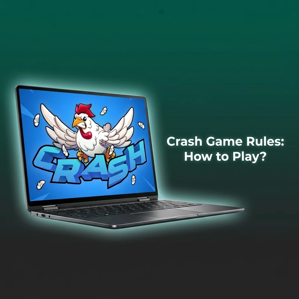 Crash game rules showing multiplier rising from 1x with bet placement and cash out mechanics explained