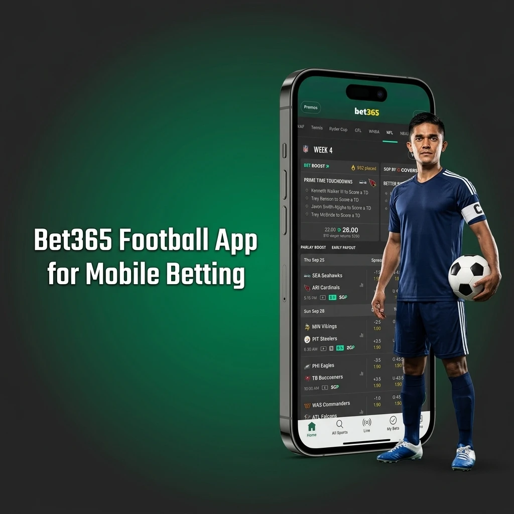 Bet365 football app interface showing mobile betting options for Android and iOS devices
