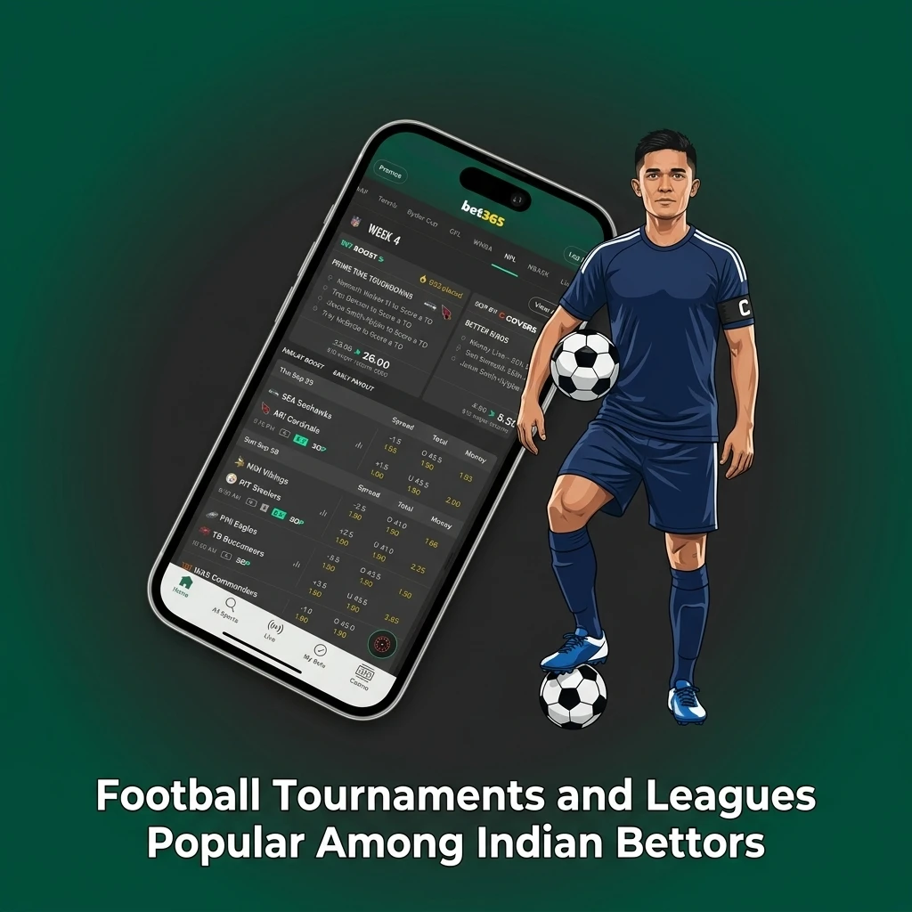 Football tournaments and leagues popular among Indian bettors on Bet365, including EPL, Champions League, ISL, and FIFA World Cup