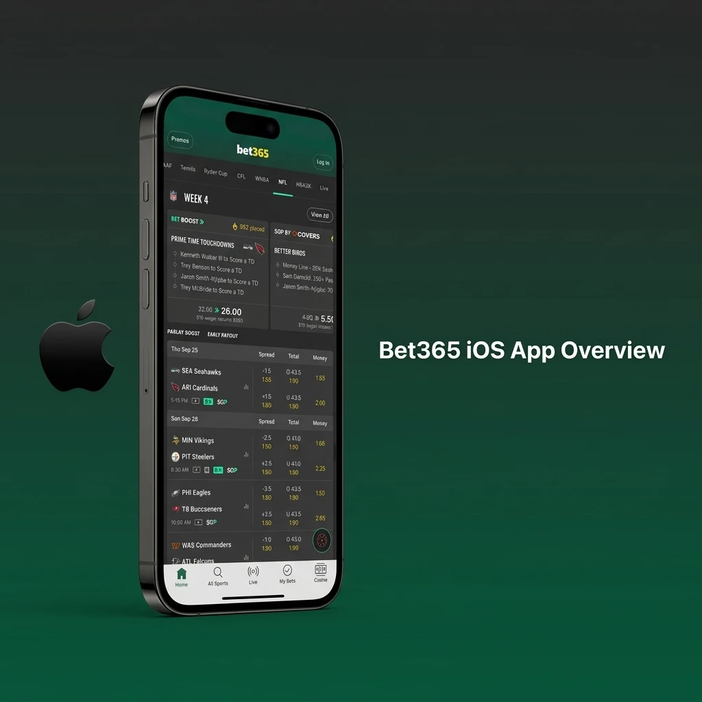 Bet365 iOS app for iPhone and iPad showing sports betting and casino features on Apple devices