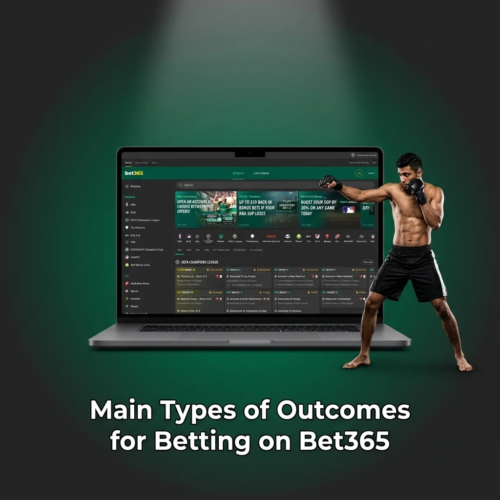 Bet365 main types of betting outcomes across sports and events showing win or loss categories